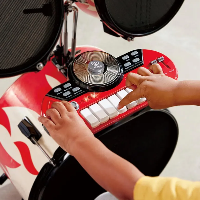 Batería de madera con teclado y taburete – Cool Beats Drum Set