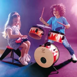 Batería de madera con teclado y taburete – Cool Beats Drum Set
