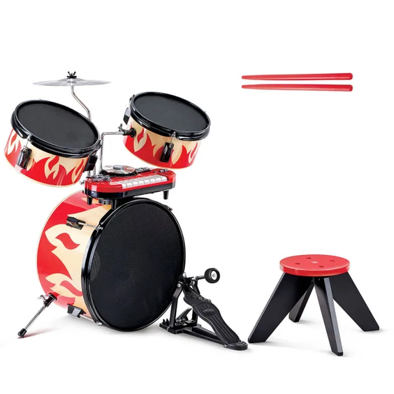 Batería de madera con teclado y taburete – Cool Beats Drum Set