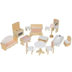 Casita de muñecas de madera con ascensor
