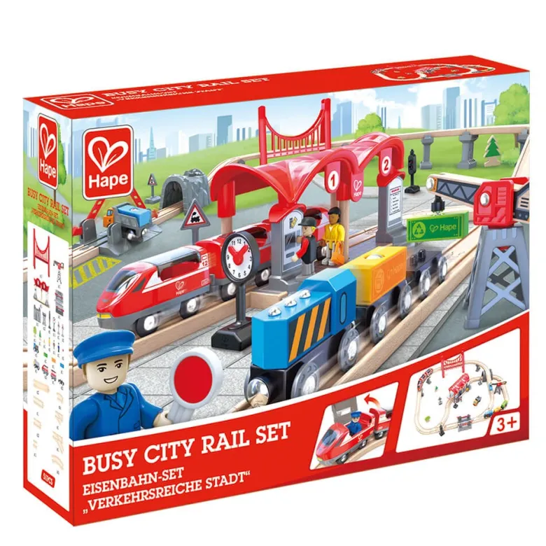 Circuito de tren ciudad bulliciosa