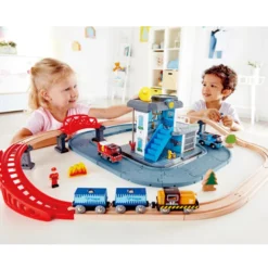 Circuito de tren con cuartel general de servicios de emergencia