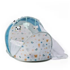 Cuna de viaje plegable con mosquitera y 3 muñecos – Cucú Travel Bed