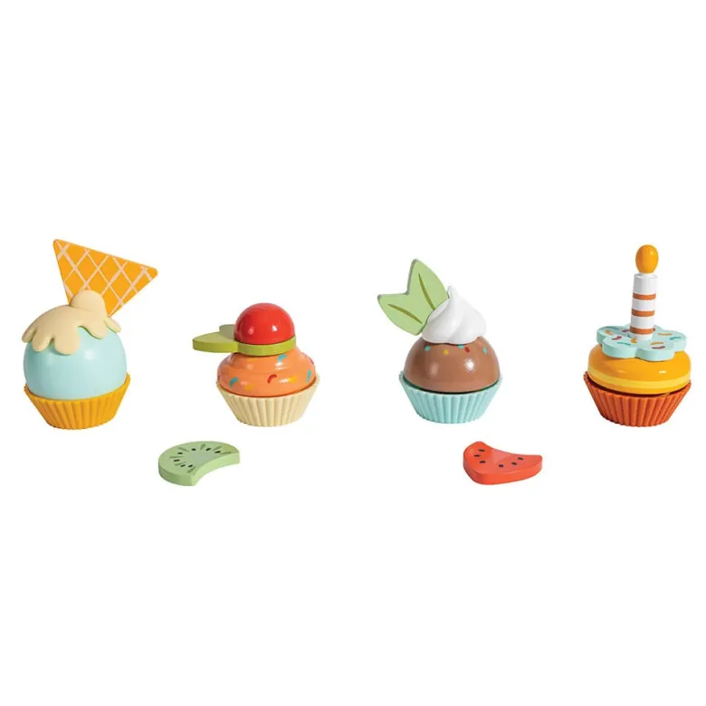 Cupcakes de madera para jugar a construir y crear