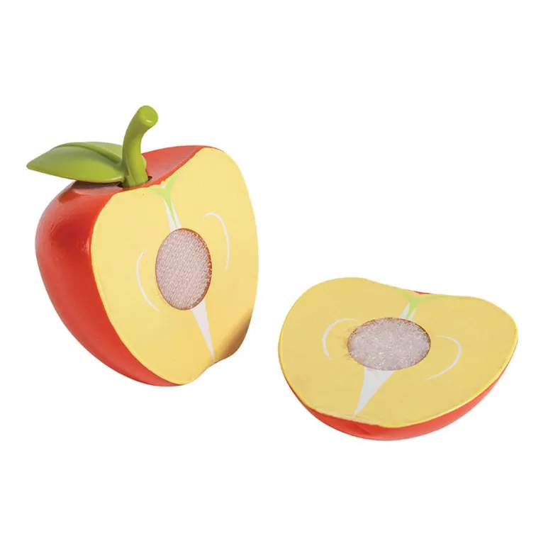 Frutas de madera con cuchillo de juguete para aprender a cortar