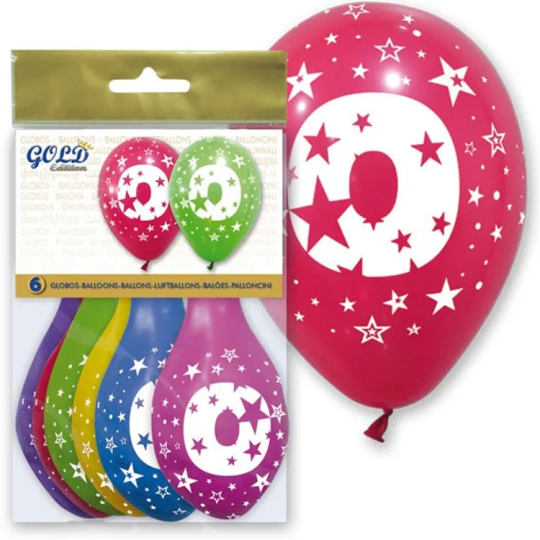6 globos número 0