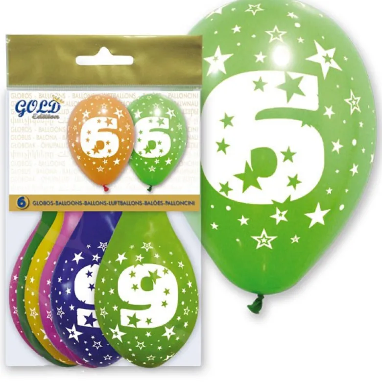 6 globos número 6
