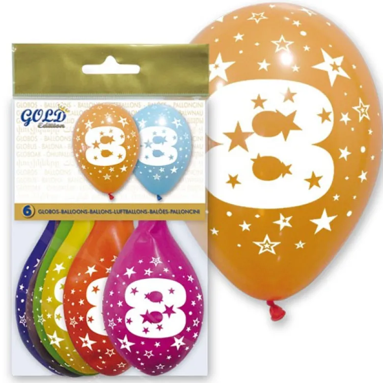 6 globos número 8