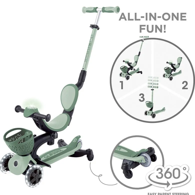 Go Up Baby Lights 360 – Patinete Evolutivo con Luces (Sage/Oliva)
