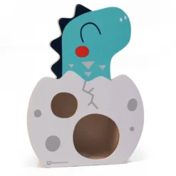 Hucha infantil de madera con forma de dinosaurio