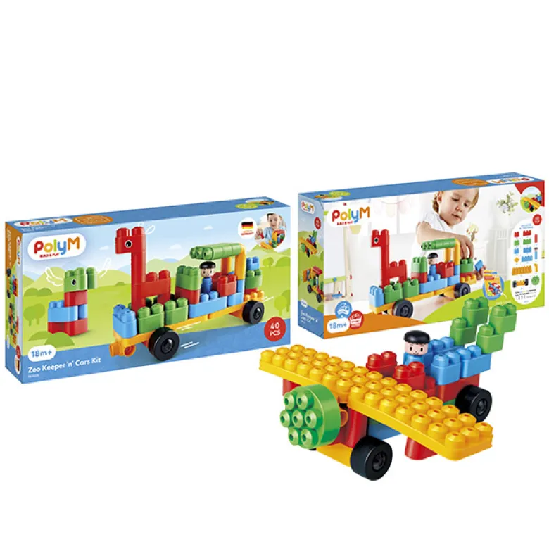Juego construcción vehículos de zoo