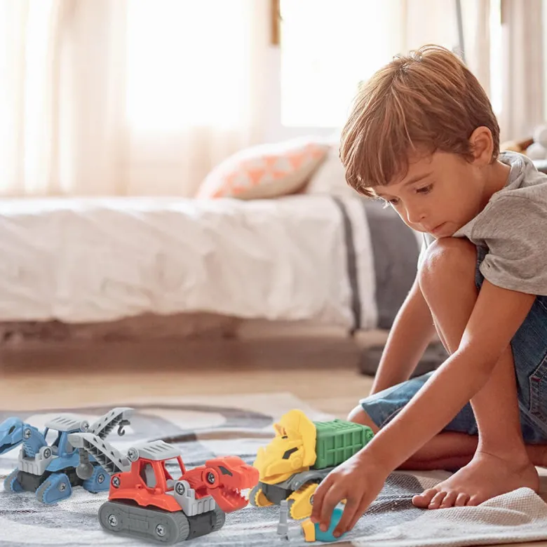 Juego de construcción camión grúa dinosaurio – Blue Dino