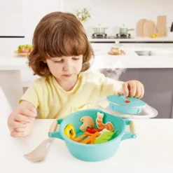 Juego para cocinar al vapor con comida y accesorios