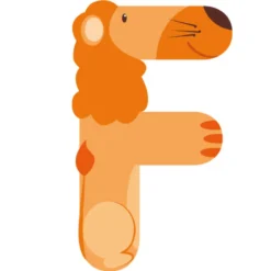 Letra de madera F animales