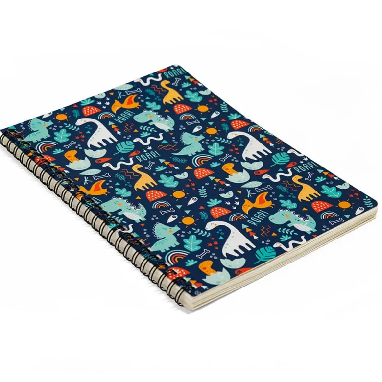 Libreta A5 pautada con diseño de dinosaurios