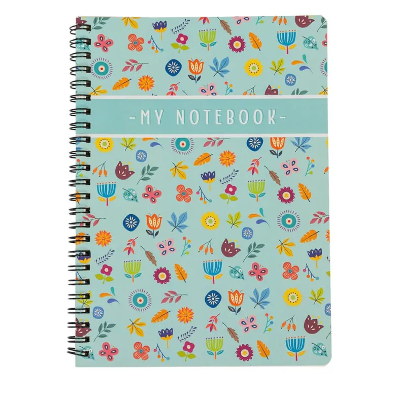 Libreta A5 pautada con diseño de flores