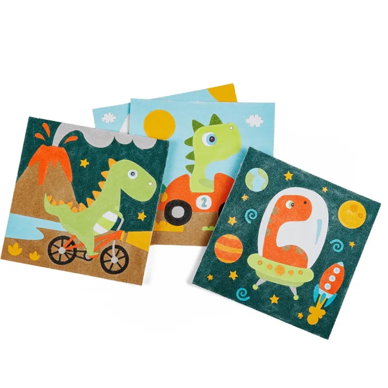 Láminas para pintar con arena de colores – Dinosaurios