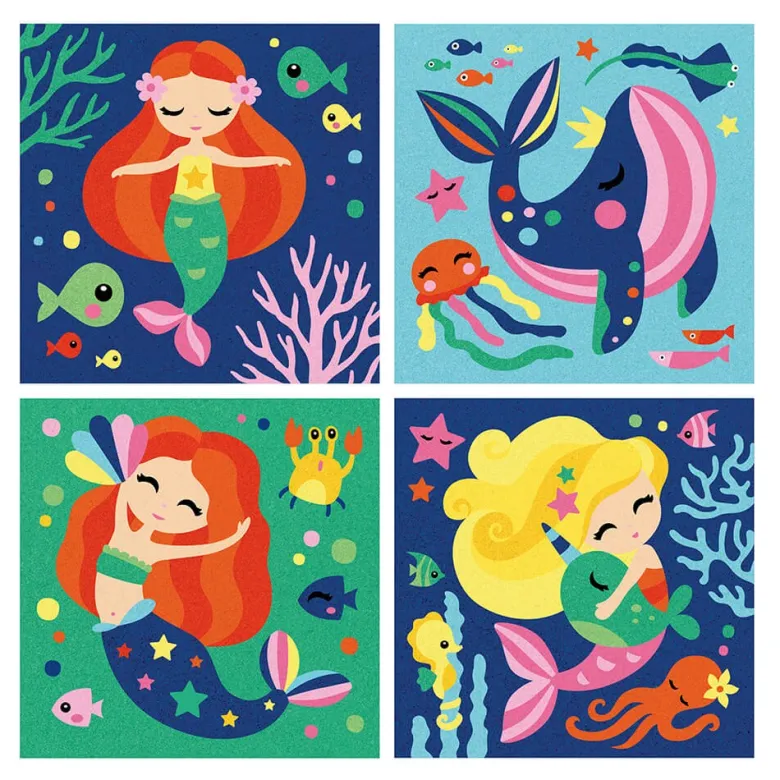Láminas para pintar con arena de colores – Sirenas