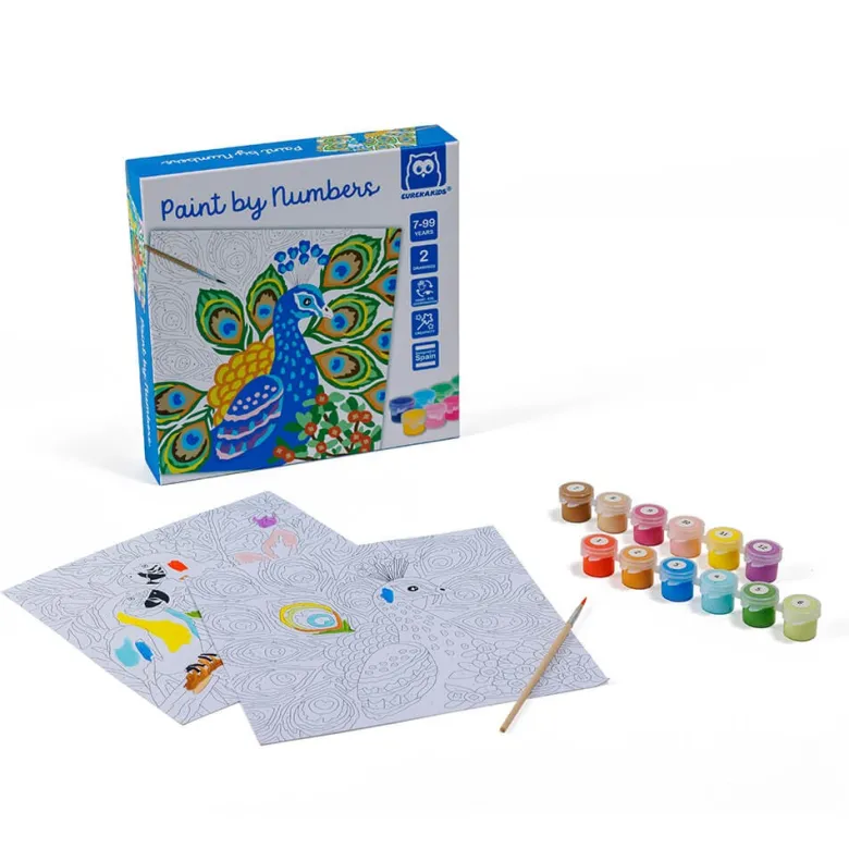 Láminas para pintar con números – Pájaros Multicolor