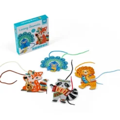Láminas para trazar con hilos de colores – Lacing Animals