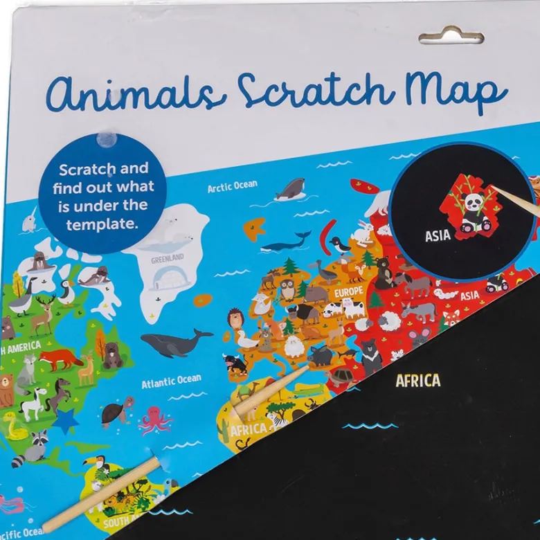Mapa animales del mundo para rascar Scratch Art