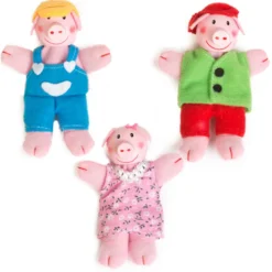 Marionetas de dedo de los 3 cerditos y el lobo 11cm