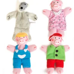 Marionetas de dedo de los 3 cerditos y el lobo 11cm