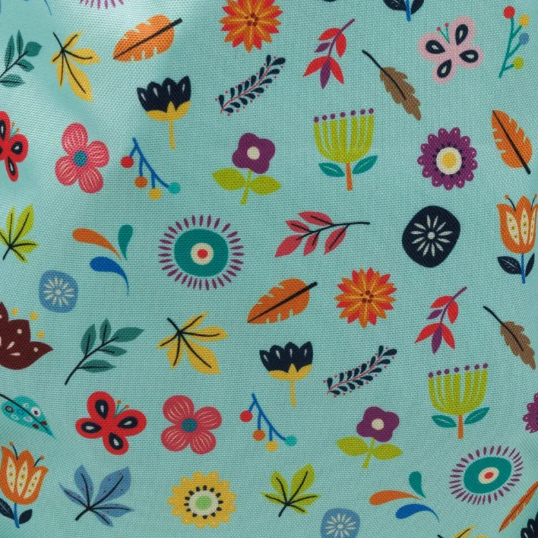 Mochila de cuerdas y mochila saco infantil con estampado de flores
