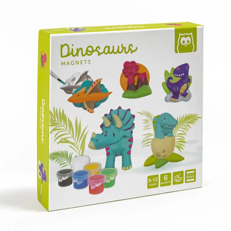 Moldea y pinta imanes de dinosaurios