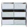 Mueble con cajones de tela para almacenar juguetes