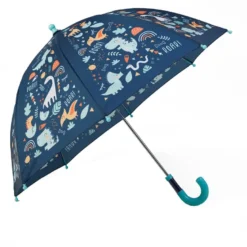 Paraguas infantil azul con estampado de dinosaurios