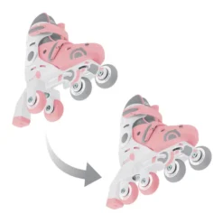 Patines evolutivos 2 en 1 para patinar en linea - Talla 30-33 color rosa pastel