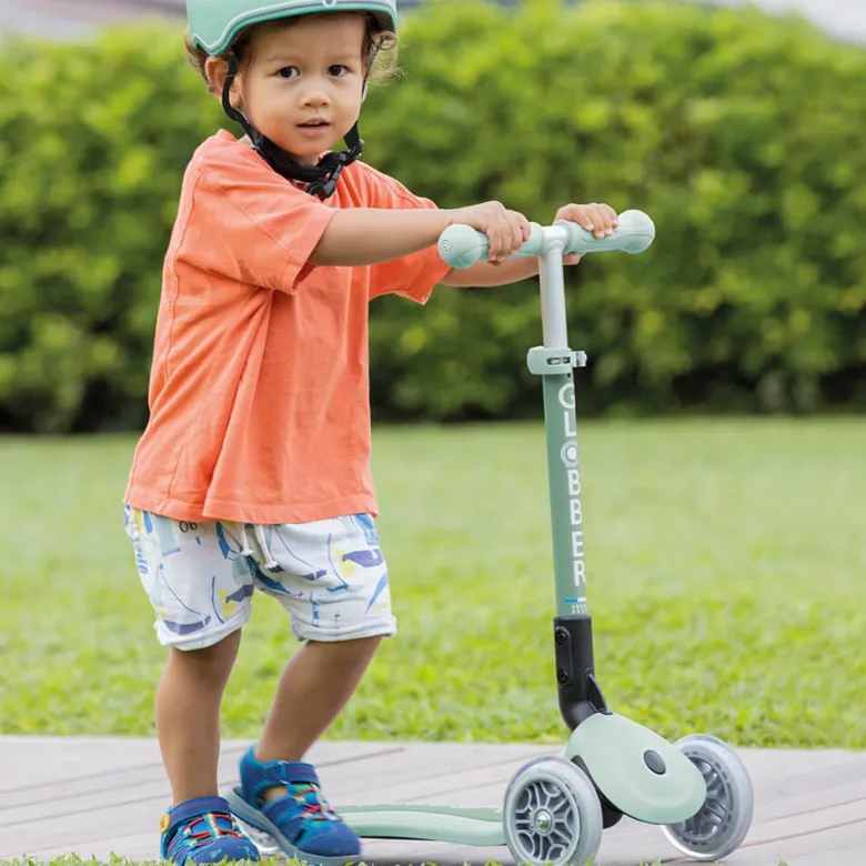 Patinete ecológico, plegable y con luces Junior – Pistacho