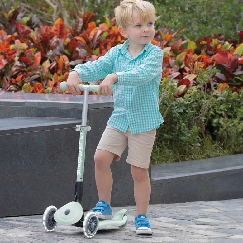 Patinete ecológico, plegable y con luces Junior – Pistacho
