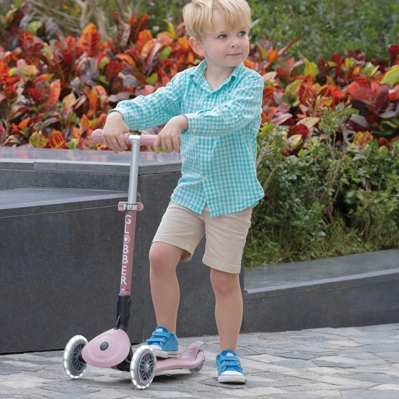 Patinete ecológico, plegable y con luces Junior – Rosa