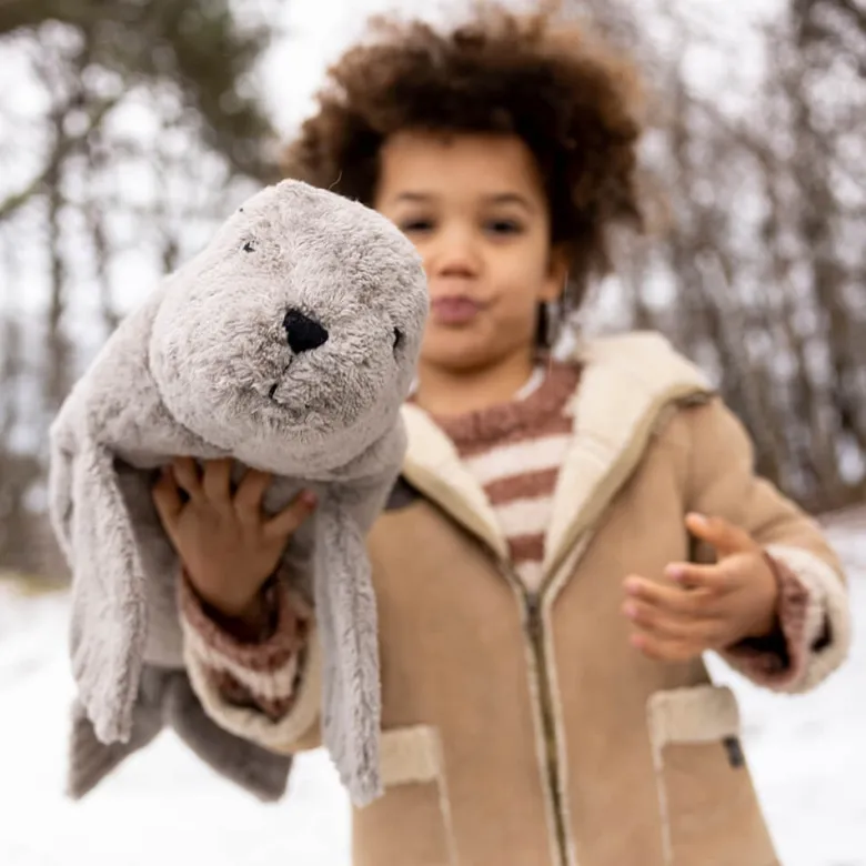 Peluche y almohada calentable – Foca Grande Gris