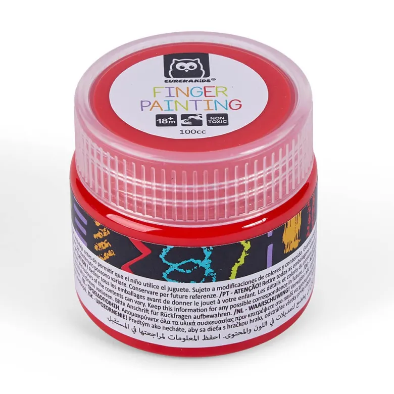Pintura de dedos de 4 colores - azul, amarillo, verde y rojo