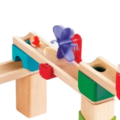 Pista de canicas de madera para hacer carreras – 81 piezas