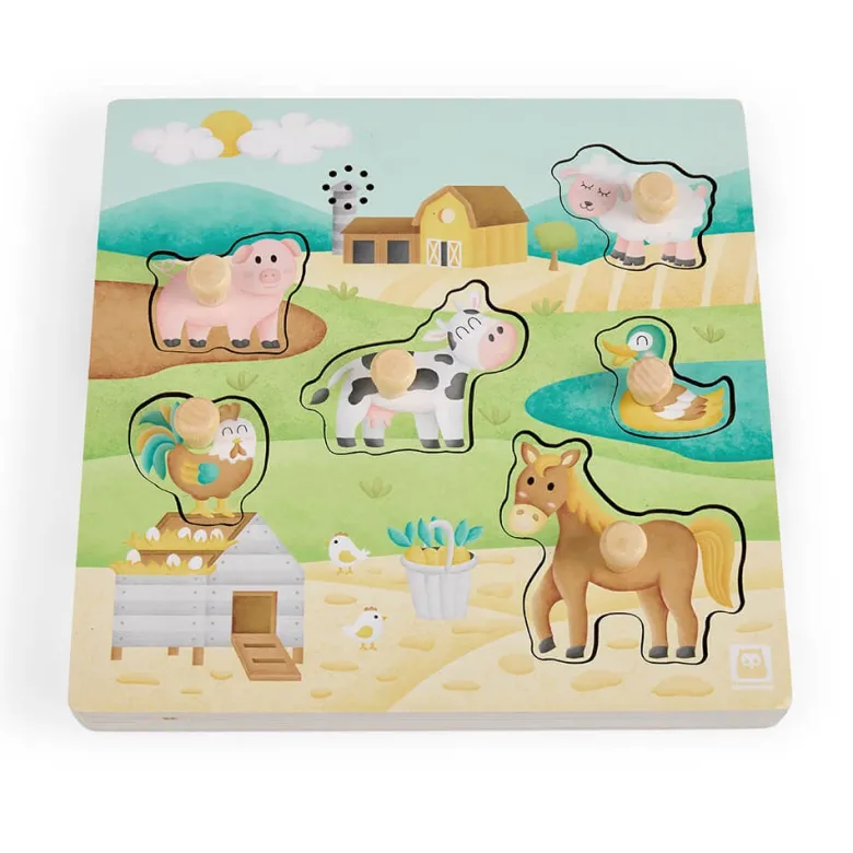 Puzle encajable musical de madera – Farm Friends