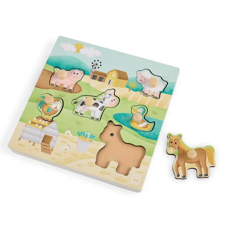Puzle encajable musical de madera – Farm Friends