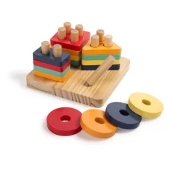 Puzle y encajable de madera Montessori 2 en 1