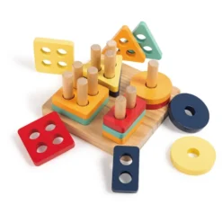 Puzle y encajable de madera Montessori 2 en 1