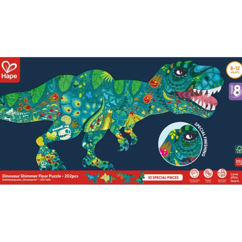 Puzzle de Suelo Brillante de Dinosaurios - 200 pzs