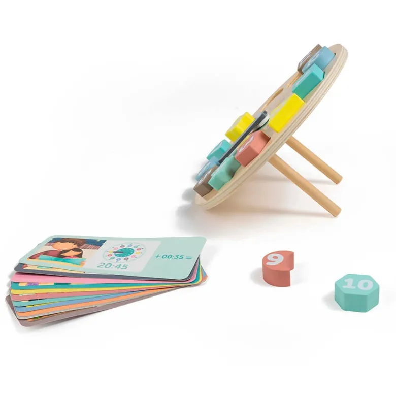 Reloj encajable de madera con tarjetas para aprender las horas