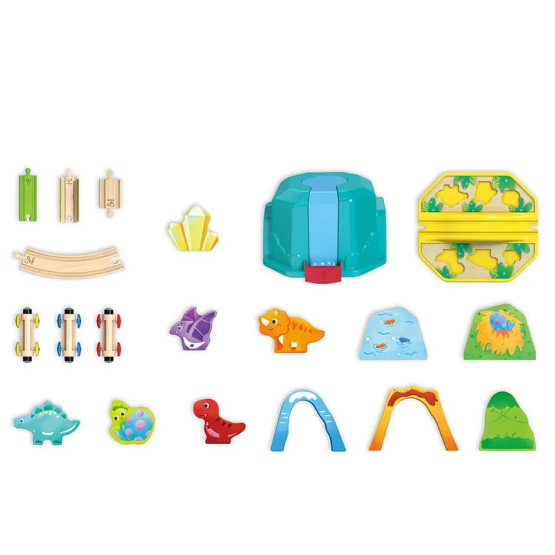 Set de Juego Tren de Dinosaurios con Cubo