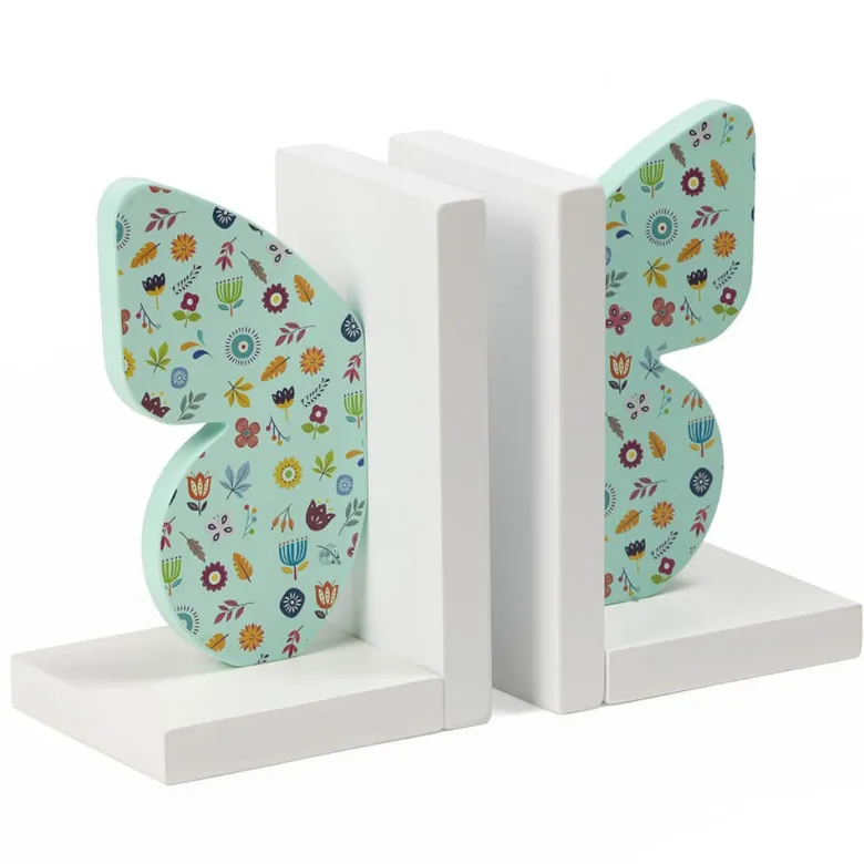 Sujetalibros infantil original y decorativo de madera con forma de mariposa
