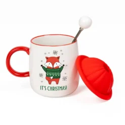 Taza de cerámica de 420ml con diseño navideño - Zorro