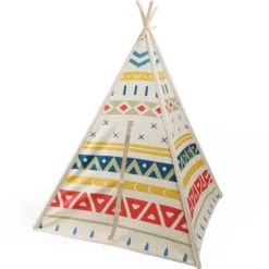 Tienda tipi para niños de madera y tela – Tribal