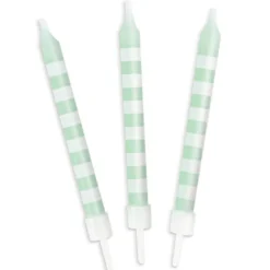 12 velas a rayas verdes y blancas