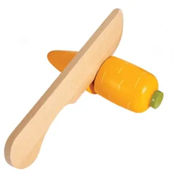 Verduras de madera con cuchillo de juguete para aprender a cortar